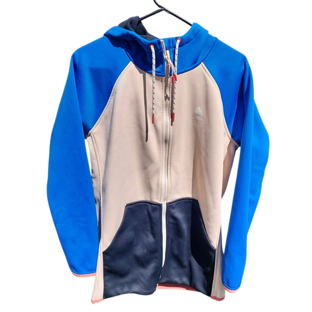 Burton Crown Weatherproof Full-Zip Fleece Hoodie Mens Medium Colorblock Blue Tan